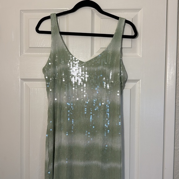 New Caroline Constas Mint Ombre Sequin V-Neck Sleeveless Midi Dress - Picture 5 of 6